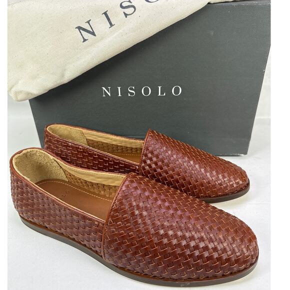 Nisolo Alejandro Woven Loafer Mens 11.5 Brandy Brown Leather Slip‎ on Moccasin main image 8